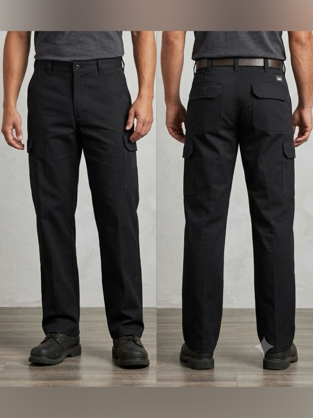3 Pair Bundle Men's Black Cargo Work Pants with Utility Pockets